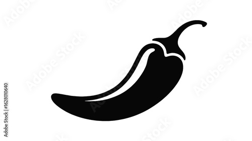 Dark gray chili pepper silhouette on black background