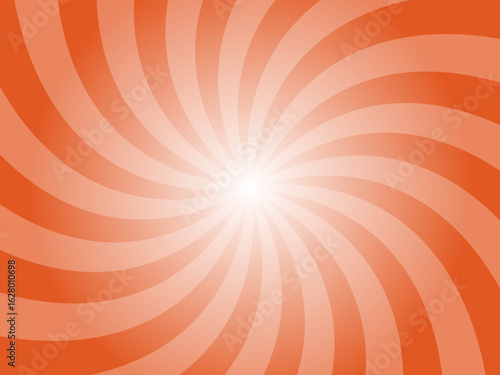 Flame orange sunburst background. Red radial retro glowing rays banner. Abstract retro whirlwind starburst vector abstract background. Twisted radial illustration.