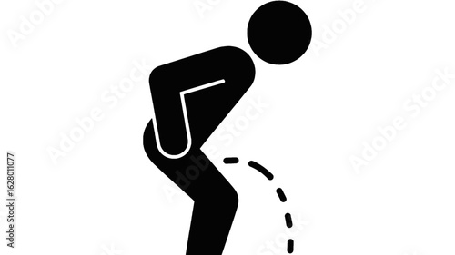 Icon of a person urinating on a white background urination