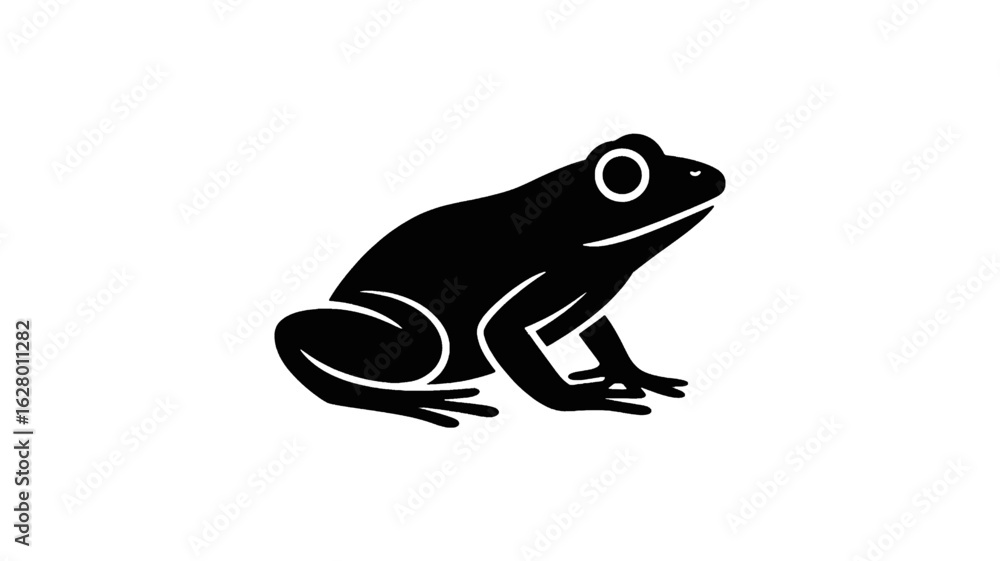 Fototapeta premium Outline of a frog sitting on a white background silhouette