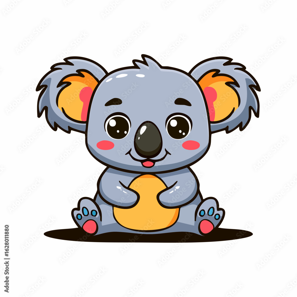Obraz premium Adorable Cartoon Koala with Sweet Eyes and Gentle Smile, A Delightful Character