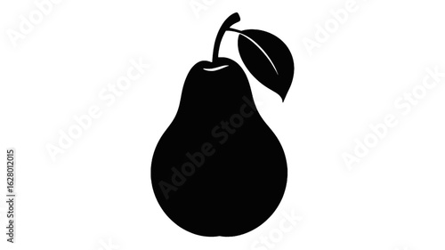 Silhouette of a pear with a leaf fruit food