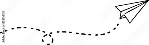 A hand-drawn paper airplane icon following a looping dotted flight path, a creative concept with code AIzaSyA4MiyLO_iMNz9cmtUvUYng6zwvjaqQWt8.