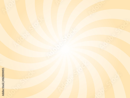 Peach orange sunburst background. Yellow radial retro glowing rays banner. Abstract retro whirlwind starburst vector abstract background. Twisted radial illustration.