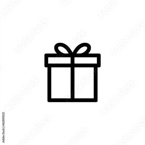 Simple black outline gift box icon