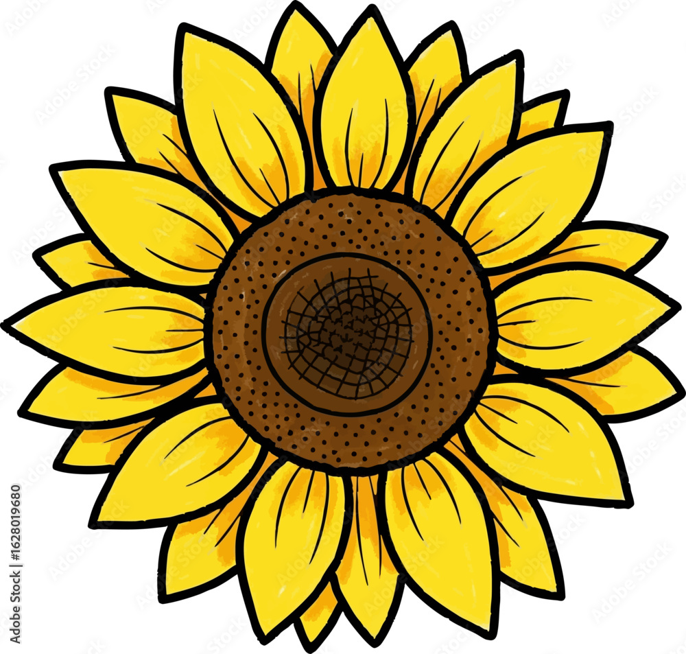 Fototapeta premium Childs Drawing of a Bright Yellow Sunflower