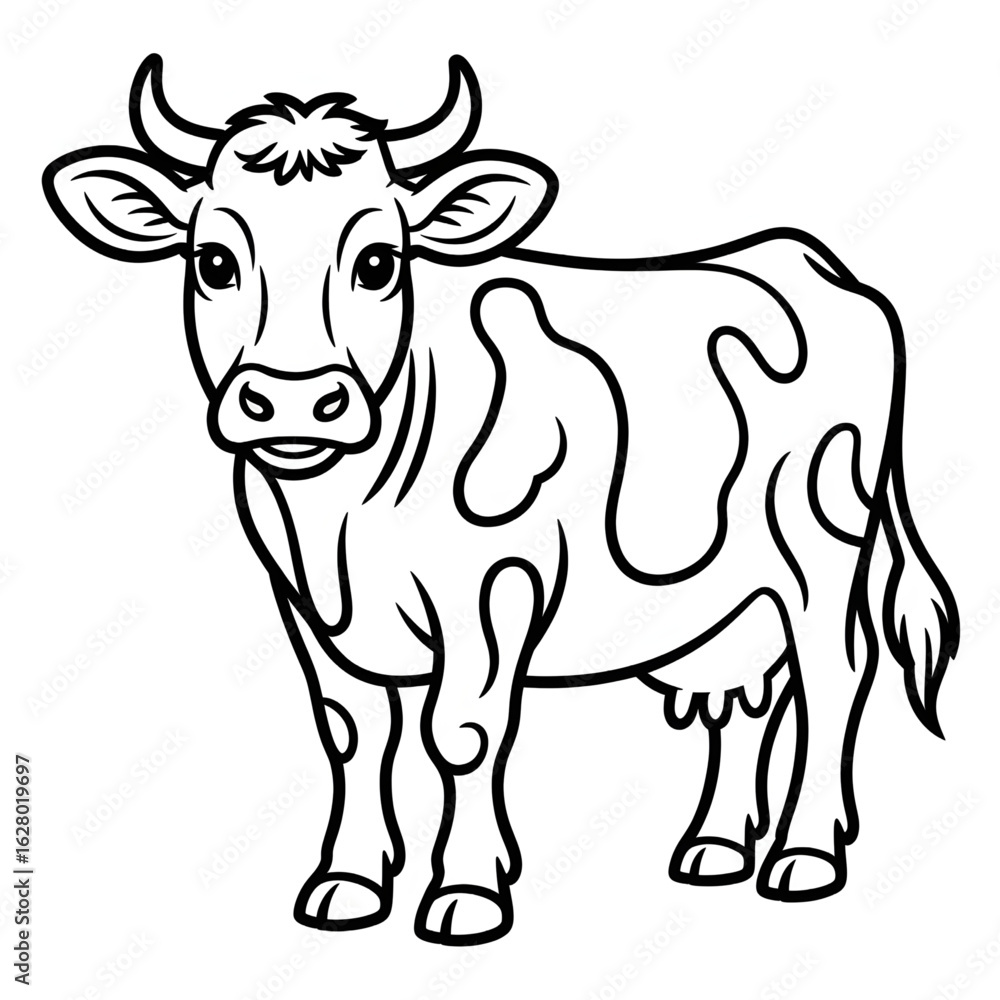 Fototapeta premium cow isolated on white background coloring page 