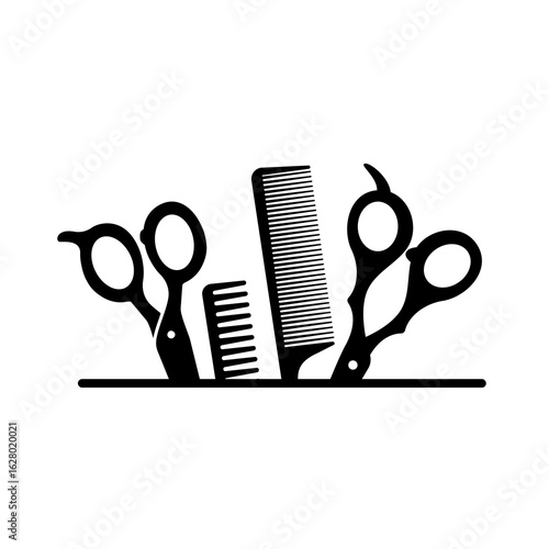 set of scissors and comb