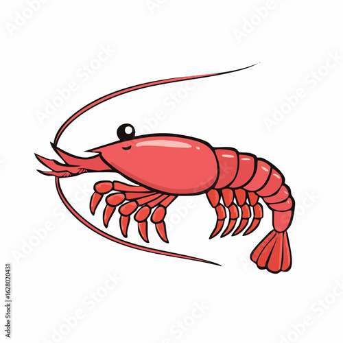 Charming Shrimp Cartoon Illustration: A Delightful Aquatic Creature Depicted in Detail
