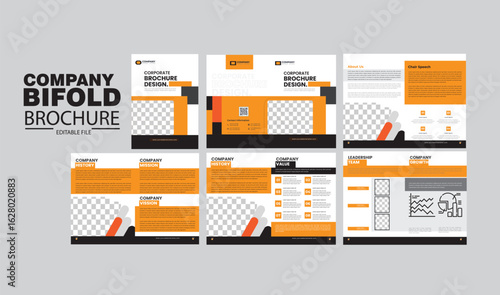 Modern bifold brochure template design with customizable layout for business and events