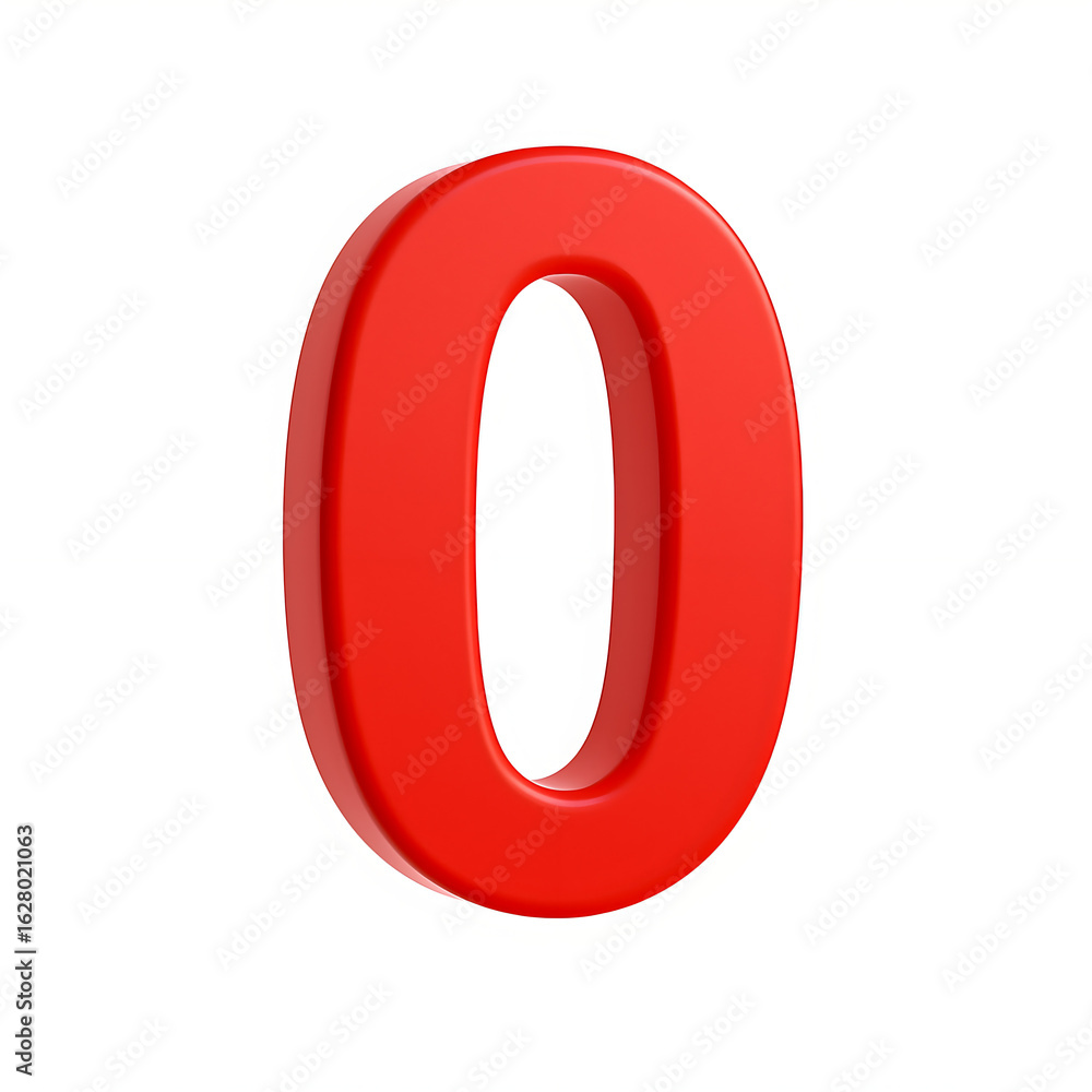 3D Red Number 0 Isolated on White 3D Red Number 0 Isolated on White