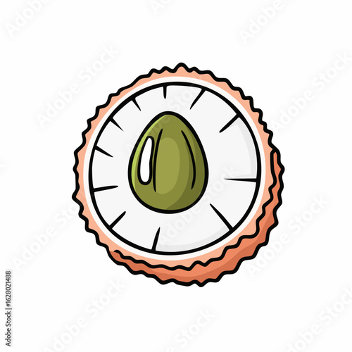 Stylized digital illustration of sushi roll featuring an avocado centerpiece and rice design