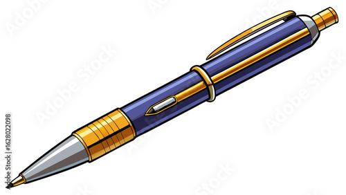 very beautiful Ballpoint pen isolated in  white background , top view of charcoal pen, business office desk design element