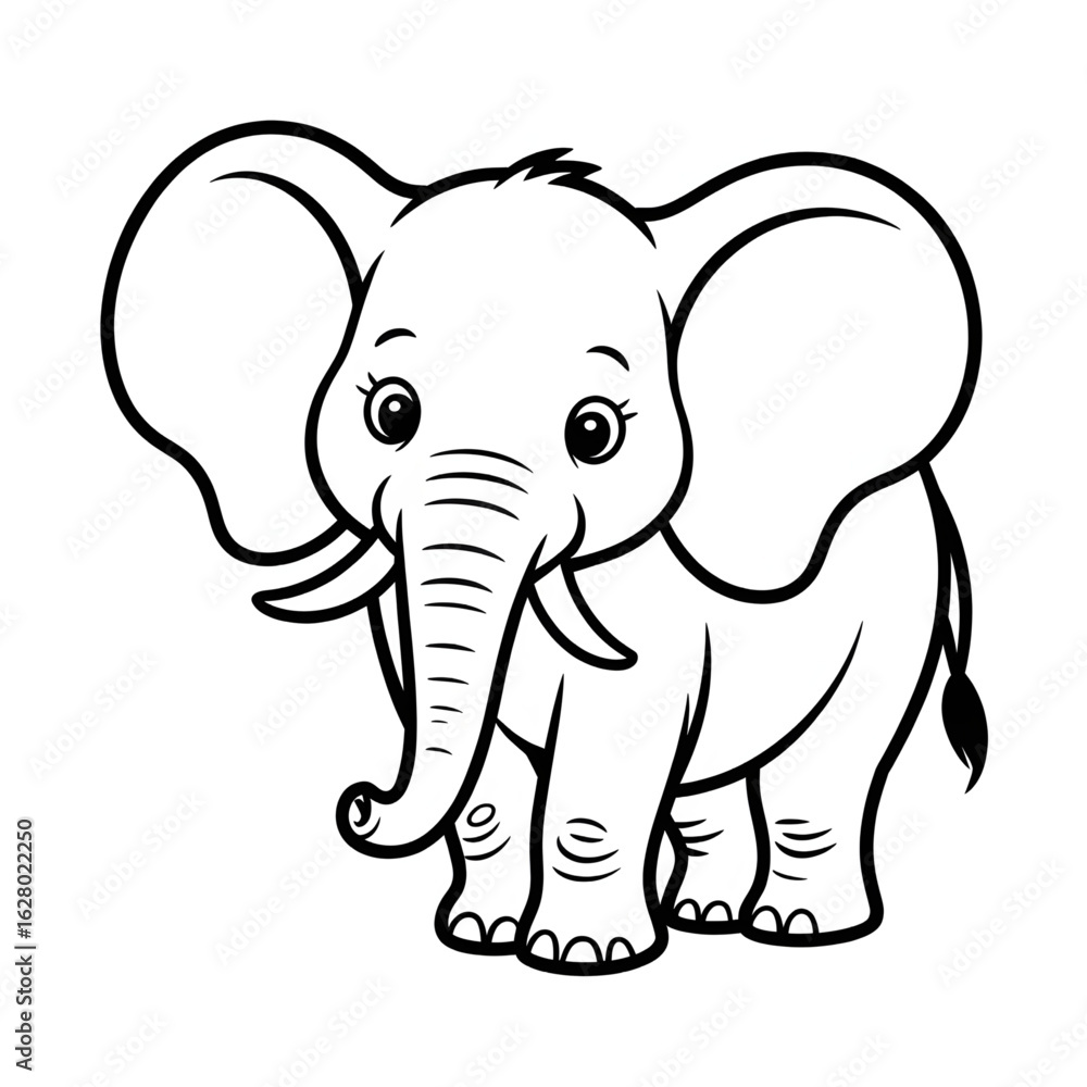 Fototapeta premium baby elephant illustration vector style coloring page 