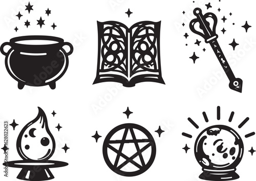 Mystical symbols for magic, witchcraft, and enchanting designs