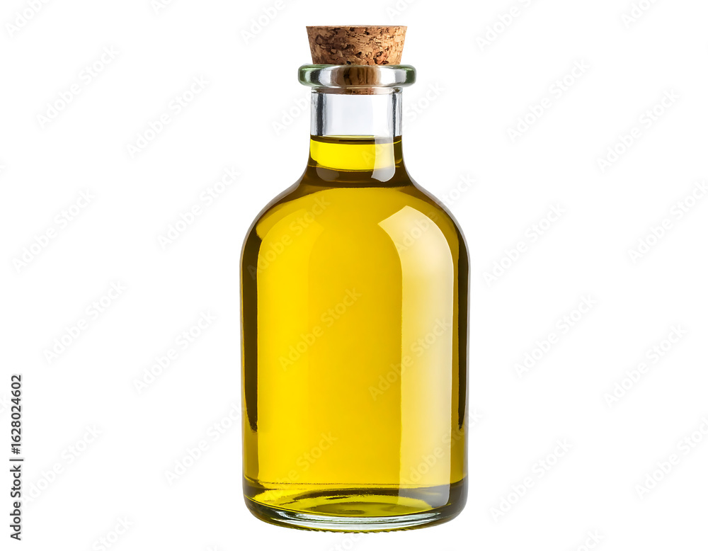 A modern bottle of cooking oil, sealed with a cork. A modern bottle of cooking oil, sealed with a cork.