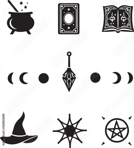 Mystical symbols for magic, tarot, and witchcraft