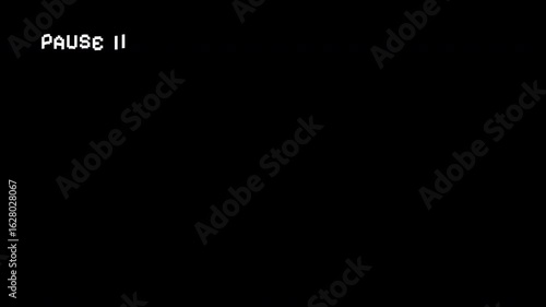 4K VCR pause animation. retro VHS screen with blinking PAUSE text