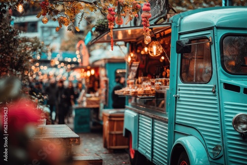 Vintage food truck at outdoor market
