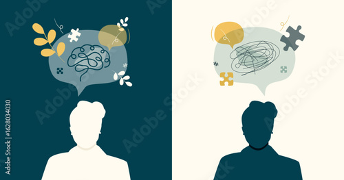 Mental Health banner set. Choose Mental Wellness. 