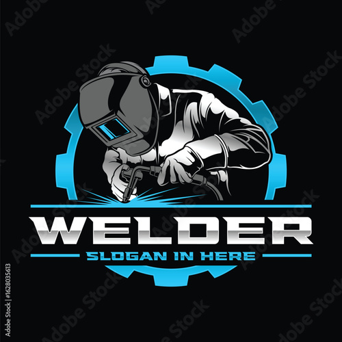 welder vector - welder illustrator - welder template, industry logo - mteal logo