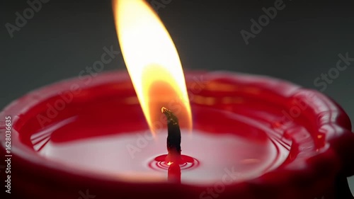 Close-up of a burning red candle