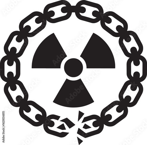 Broken Chains Around Radioactive Symbol A Metaphor for Escaping Nuclear Containment and Control