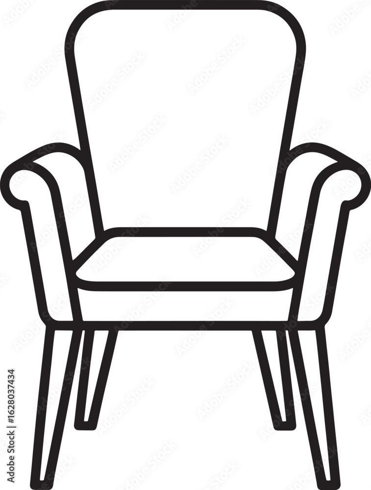 Fototapeta premium Comfortable Armchair Outline Vector Illustration for Interior Design and Furniture Concepts