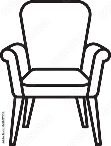 Comfortable Armchair Outline Vector Illustration for Interior Design and Furniture Concepts