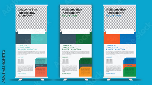 Modern business advertising roll-up banner template with clean layout and vector design elements