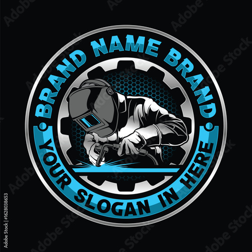 Welding logo - welding illustrator - welder design - metal logo