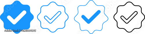 Verification Badge Stroke Icon Collection.