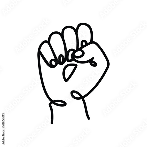 Line art illustration of a woman’s fist, symbolizing strength, feminism, resistance, and empowerment. Ideal for activism and motivational designs.
