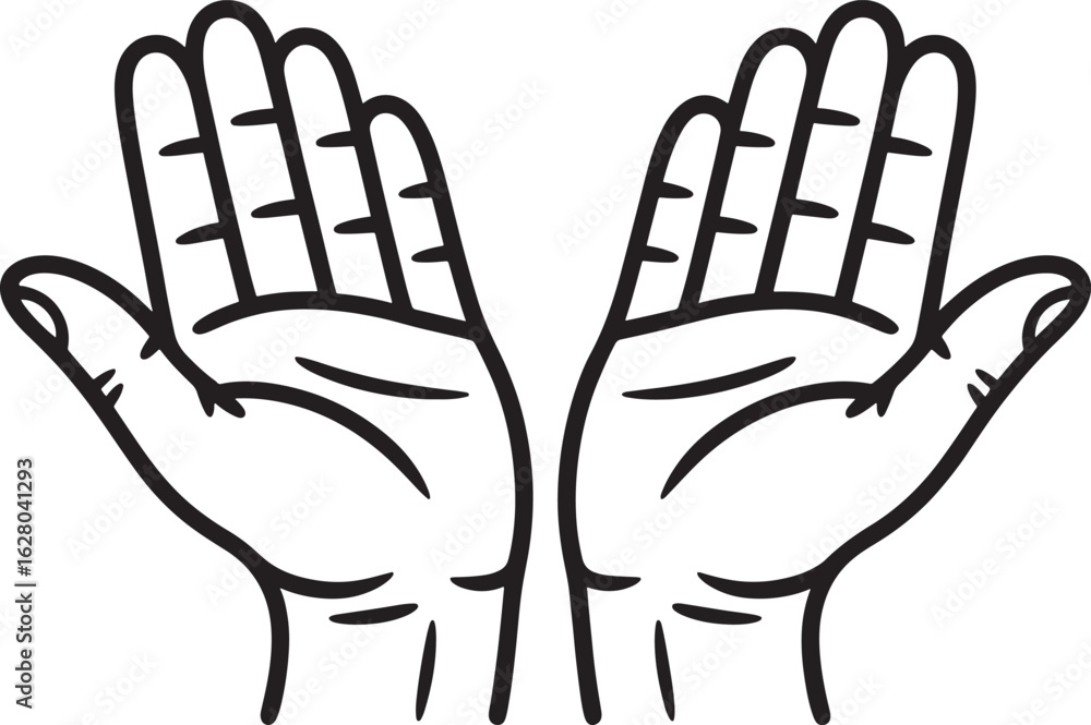 Obraz premium Open Hands Icon Vector Illustration A Symbol of Offering Support and Generosity in Charity