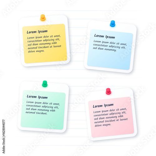 Pinned Notes with Different Colors Illustration