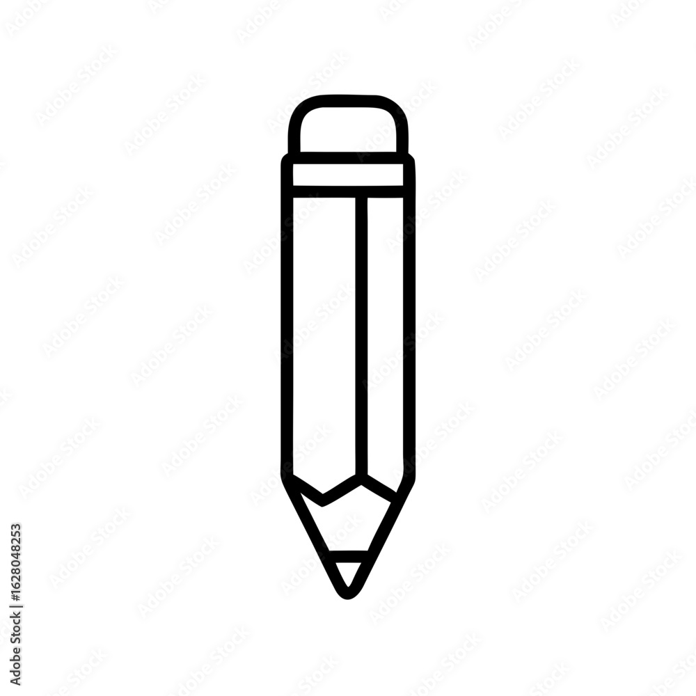 Simple black outline of a pencil on white background Simple black outline of a pencil on white background