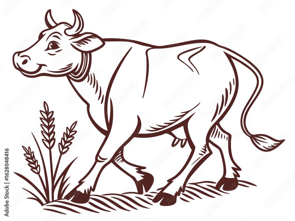 Fototapeta premium Modern Cow Vector Logo Design for Farm Branding Minimalist Cow Head Logo Vector for Dairy Business Creative Cow Silhouette Logo for Agriculture and Livestock