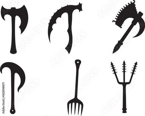 Diverse medieval weapon silhouettes for fantasy designs