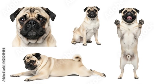 Wallpaper Mural Pug Dog Poses in Various Expressions and Angles Torontodigital.ca