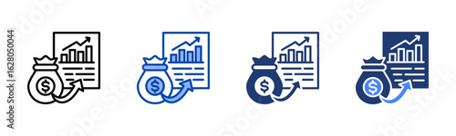Capital Gain icon set multiple style collection