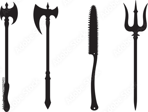 Diverse medieval weapons silhouettes for fantasy and history