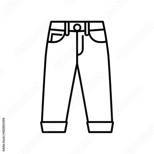 Jeans Icon Outline - Denim Pants Vector Symbol - Fashion Clothing Line Art