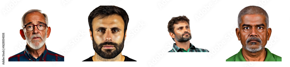 Obraz premium Four men display various facial expressions