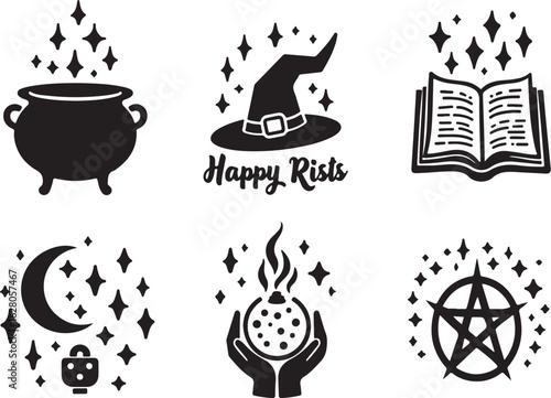 Magical Halloween icons for festive spooky celebrations