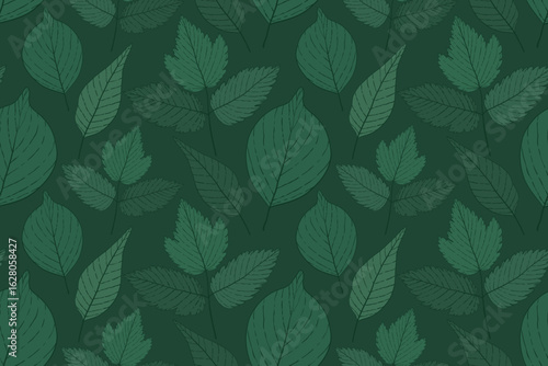 Hand drawn green leaves luxury seamless pattern. Botanical leves pattern design. Golden and green line art plant leaves and foliage vector pattern . Outline elegant leaf pattern for fabrics, print