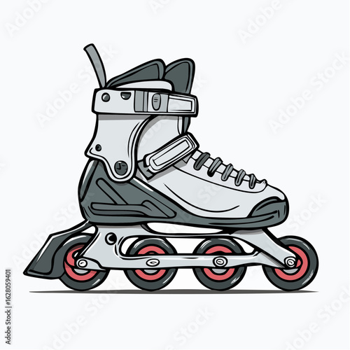 Stylized Inline Skate Illustration with Focus on Design and Technical Details