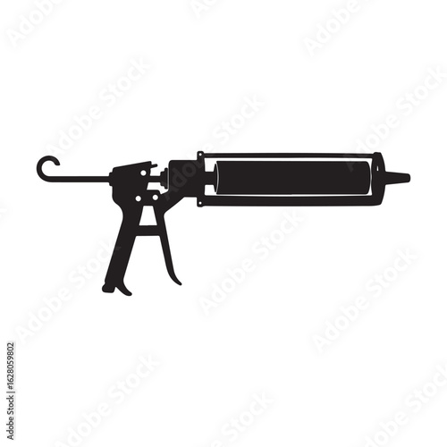 A black silhouette of a caulking gun ready for use in construction projects