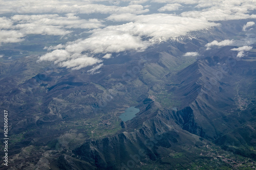 Aerial view of Lago Sant'Angelo in the Appenine Mountains, Italy