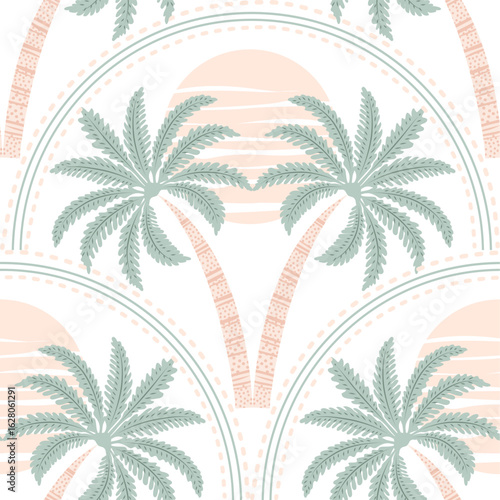 	
Seamless palm tree pattern featuring tropical botanical elements. This design is perfect for summer.	
