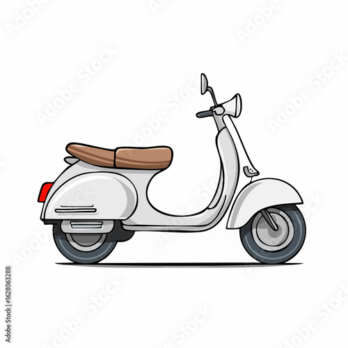 A Sleek Vintage Scooter Illustration with Classic Design Elements and Clean Lines